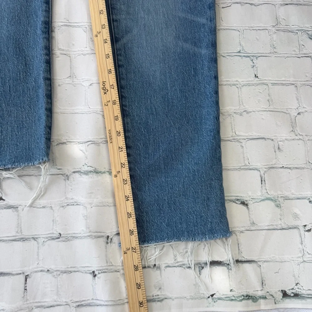 ✅ Madewell Light Blue Mid-Rise Perfect Vintage Jean frayed hem Size 27